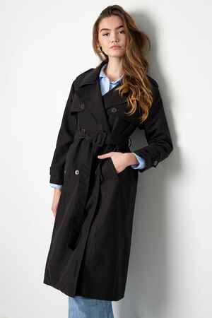 Long basic trench coat - black S h5 Picture7